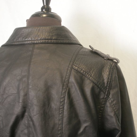 Synthetic Leather Bomber Jacket - Picture 5 of 6